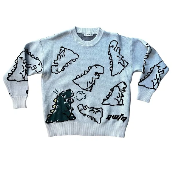 Aelfric Eden Dinosaur Cartoon Pattern Knit Sweater Men’s Small - Picture 6 of 6